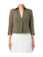 1つボタンVネック七分袖ジャケット/ホワイト(001)