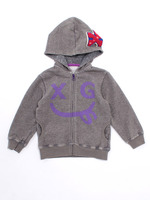 SWEAT  ZIP  HOODIE  SMILEY/ASH