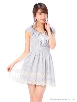 【LIZ LISA】チュール刺繍ワンピース/ピンク