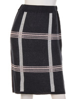 【MiCOAMERi】ビッグチェックタイトニットスカート/ダークグリーン