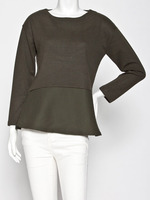 カノコ柄ぺプラムカットソー/ホワイト