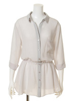 シャツぺプラムトップス/LGRY