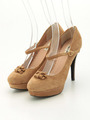 スエードワンストラップパンプス/キャメル