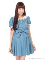 セーラーカラーシャツワンピース/ピンク