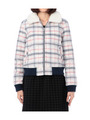 チェック柄ボアブルゾンジャケット/オフホワイト(203)