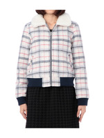 チェック柄ボアブルゾンジャケット/オフホワイト(203)