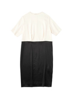 デシン×サテン 素材バイワンピース/ブラック(519)