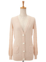 ビジューボタンロングカーデ/イエロー