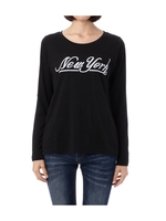 プリントクルーネックカットソー/ブラック(019)