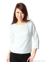 ボーダーニットプルオーバー/ブルー