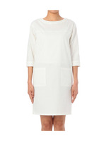 ボートネック七分袖サックワンピース/ホワイト(001)