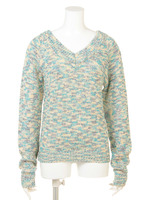 MIX VネックニットP／O/柄WHT