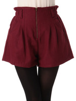 ウールタックショートパンツ/ブラック