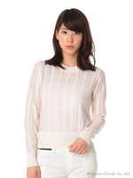 シアーストライプニットプルオーバー/Light Yellow