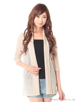 シアーレースロングカーディガン/ベージュ