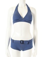 デニム調ベルトビキニ/ライトブルー