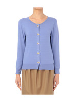 Tバーボタンニットカーディガン/ブルー系(091)