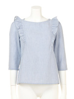 フリルブラウス/ブルー系