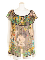 ボタニカルフラワープリントBL/カーキ