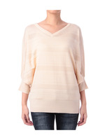 メッシュボーダードルマンニット/ベージュ系(051)