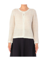 ラメ使いクルーネックニットカーディガン/ライトベージュ(051)