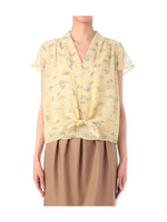 リゾート柄前結びシフォンブラウス/イエロー系(131)