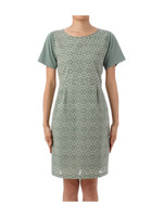 刺しゅうレース切り替えワンピース/グリーン系(522)