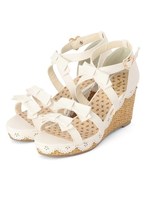 【Tralala】トリプルリボンウエッジ/ブラウン