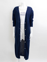 はしご編みロングカーディガン/サックス