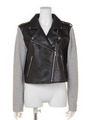 スエットスリーブフェイクレザーライダース/GRY