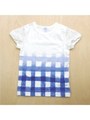 チェックプリントパフスリーブTシャツ/ライトグレ−