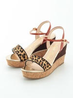 【Bridget Birkin】本ハラコ切替えデザインウェッジサンダル/ピンクコンビ