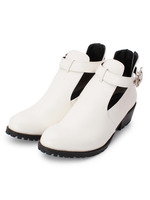 サイドカッティングレザー調シューズ/ホワイト(119)