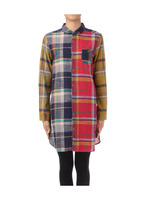 チェック柄ロングシャツワンピース/レッド(262)