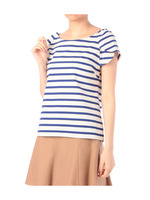 チューリップスリーブボーダーカットソー/ブルー(192)