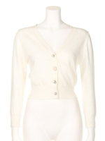 ビジュー釦カーディガン/SAX