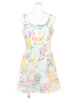 フラワーチェックラッピングOP/L/BLU