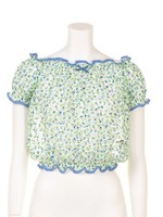 フラワープリントレースパフトップス/PINK