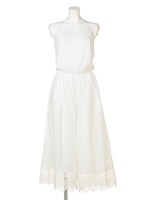 裾レースベアサロペット/オフホワイト