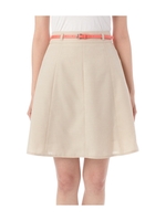 麻調ベルト付きフレアスカート/ベージュ系(051)