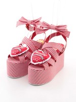 LOTTA HEART CANDY GINGHAM SANDAL/RED