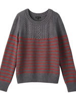 [S]ボーダー×ケーブルニットプルオーバー/ネイビー(393)