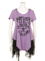 サイドレース猫耳フードチュニック/オフホワイト