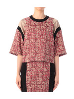 ジオメトリック風ドッキングブラウス/ブルー(192)