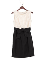 JPDF レース切り替え リボン付き コクーン ワンピース/OFF-WHITE