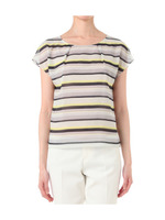 [S]幾何学柄ボーダープリントプルオーバー/グリーン系(121)