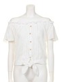 【ROSE BUD】OFF SHOULDER FRONT TIE BLOUSE/WHITE