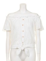 【ROSE BUD】OFF SHOULDER FRONT TIE BLOUSE/WHITE