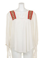 【mystic】綿楊柳ギャザープルオーバー/オフホワイト