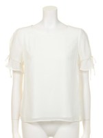 シースルーストライプ袖ブラウス/イエロー